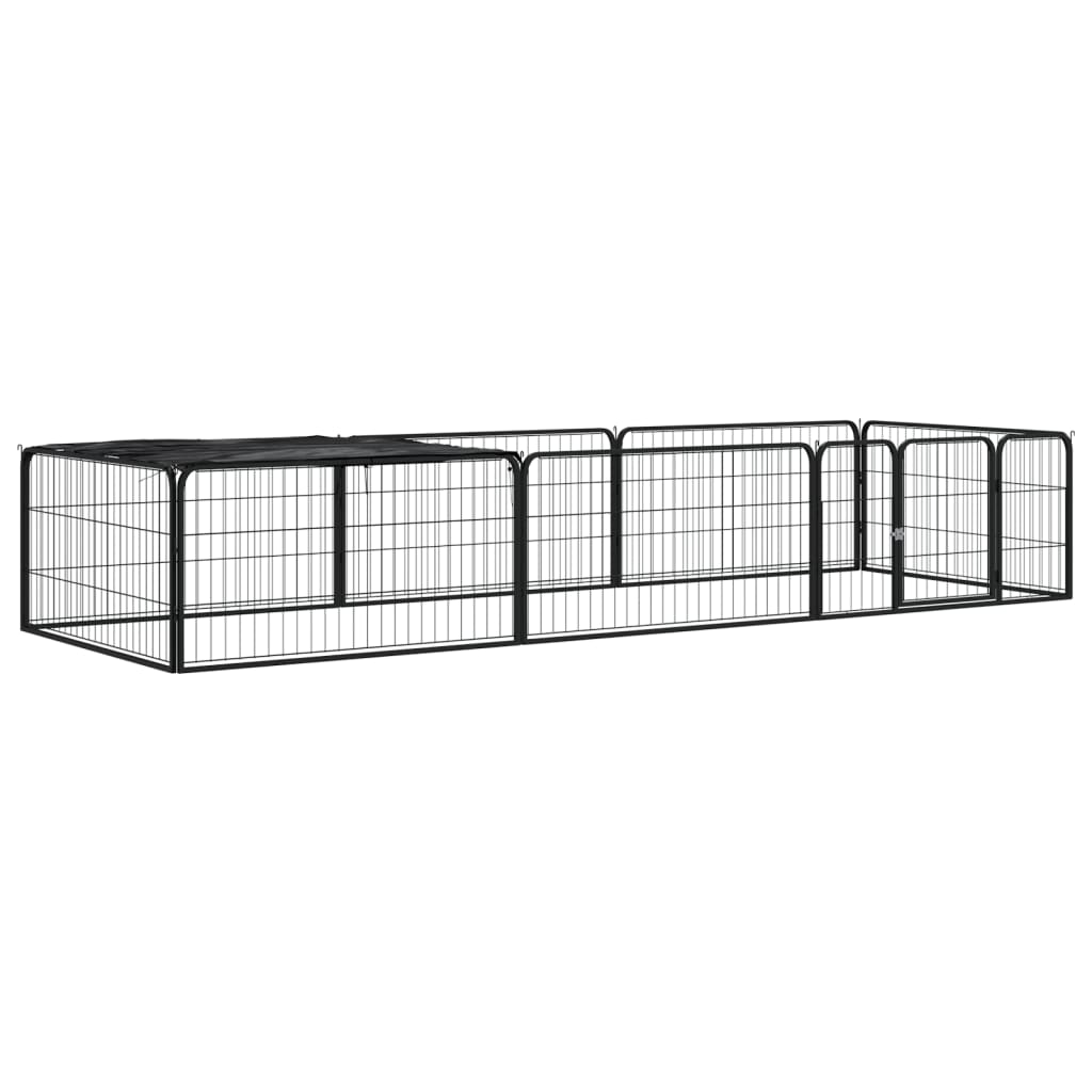 vidaXL 8-tlg. Hundelaufstall Schwarz 100x50 cm Stahl Pulverbeschichtet