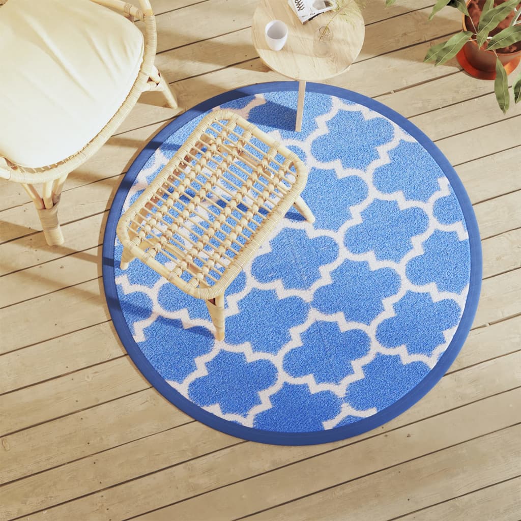vidaXL Outdoor-Teppich ARAKIL Blau Ø120 cm PP