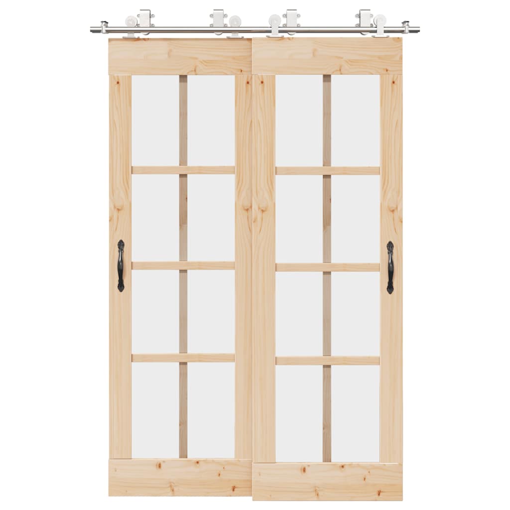 vidaXL Schiebetür-Beschlagsatz 183 cm Edelstahl Silbern