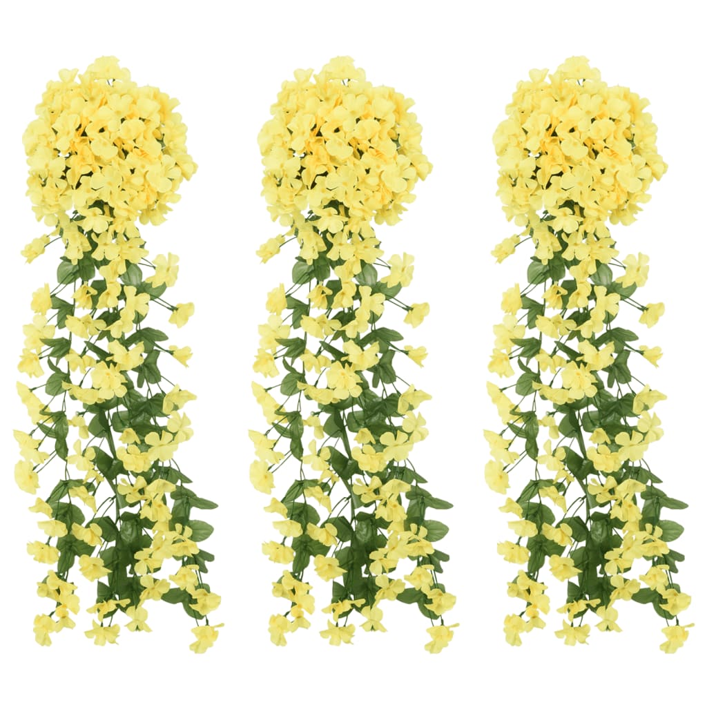vidaXL Weihnachtskränze Blumen 3 Stk. Gelb 85 cm