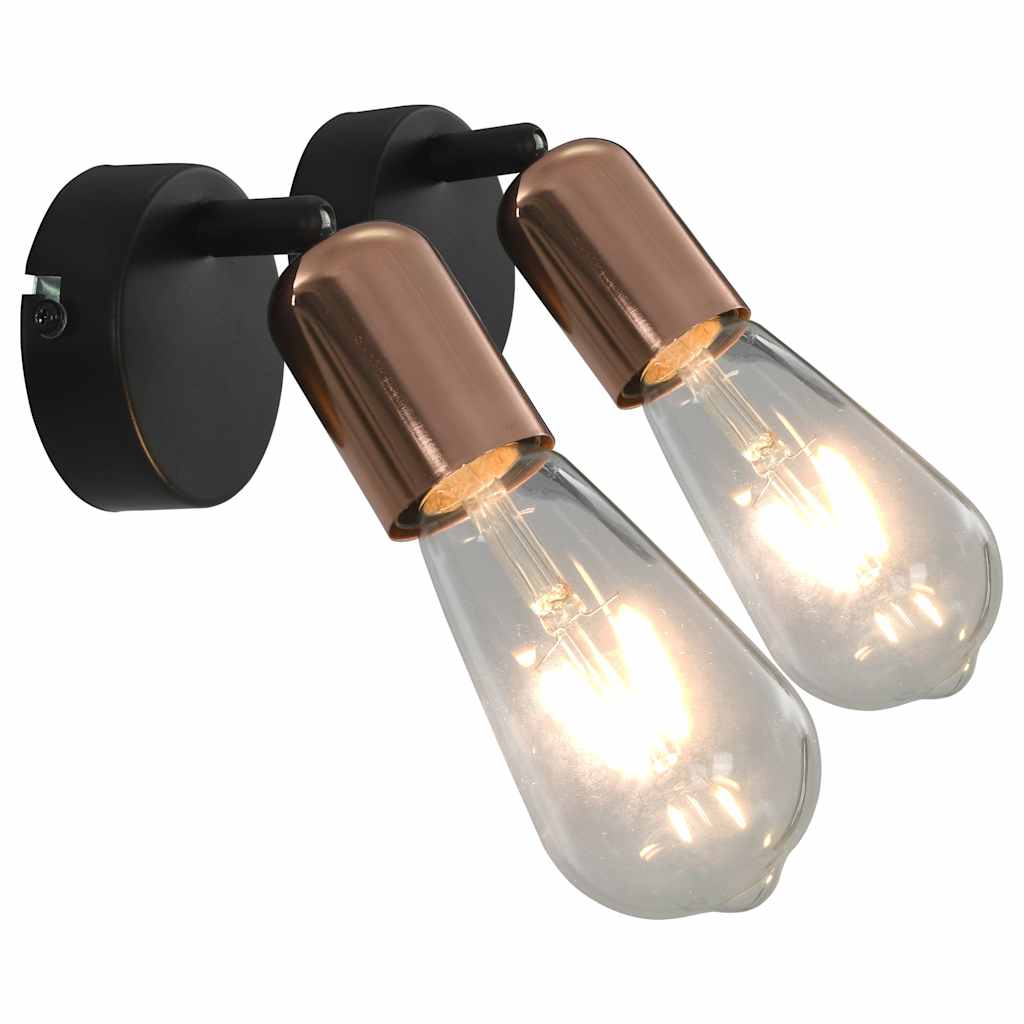 vidaXL Strahler 2 Stk. mit Glühlampen 2 W Schwarz und Kupfer E27