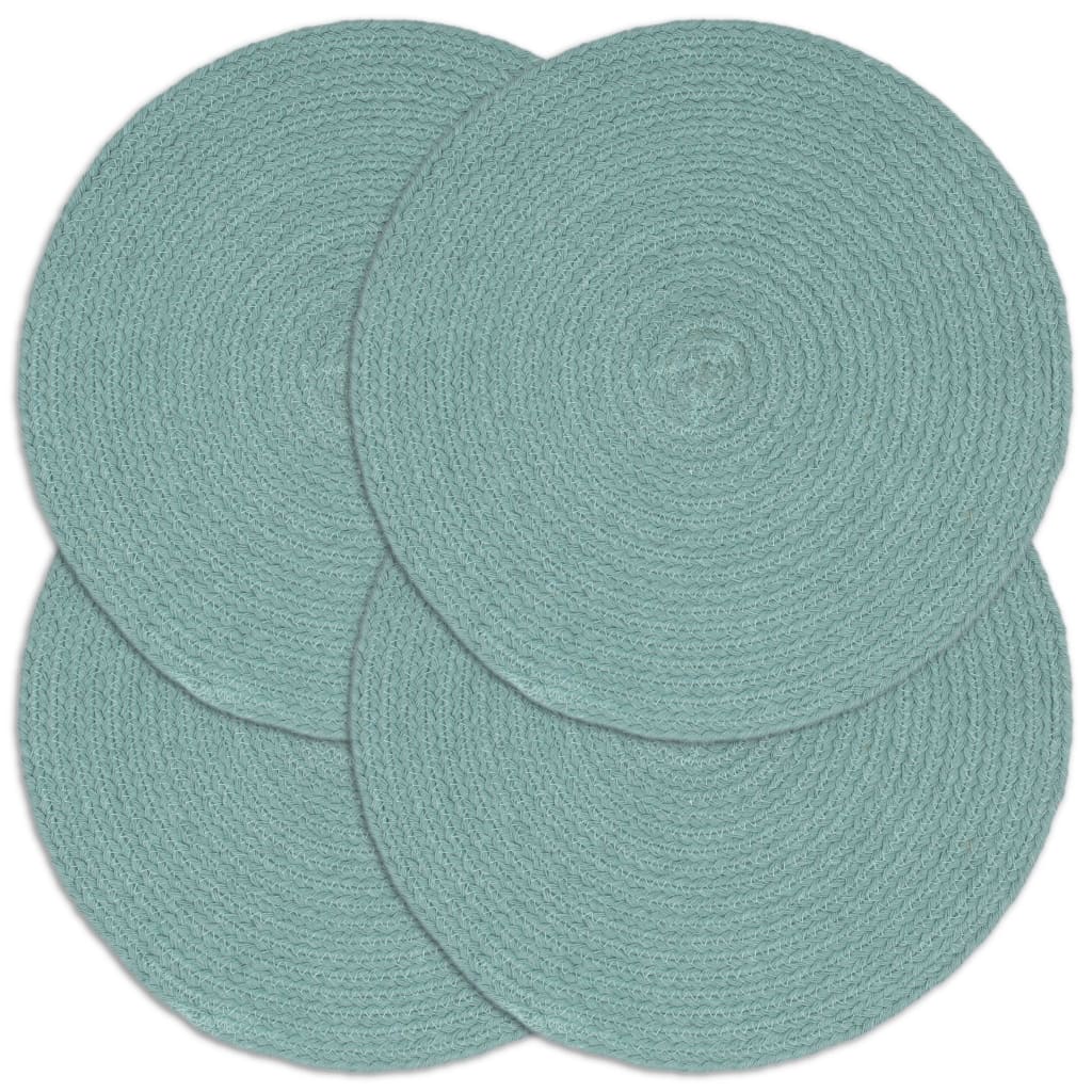 vidaXL Tischsets 4 Stk. Grün 38 cm Rund Baumwolle 