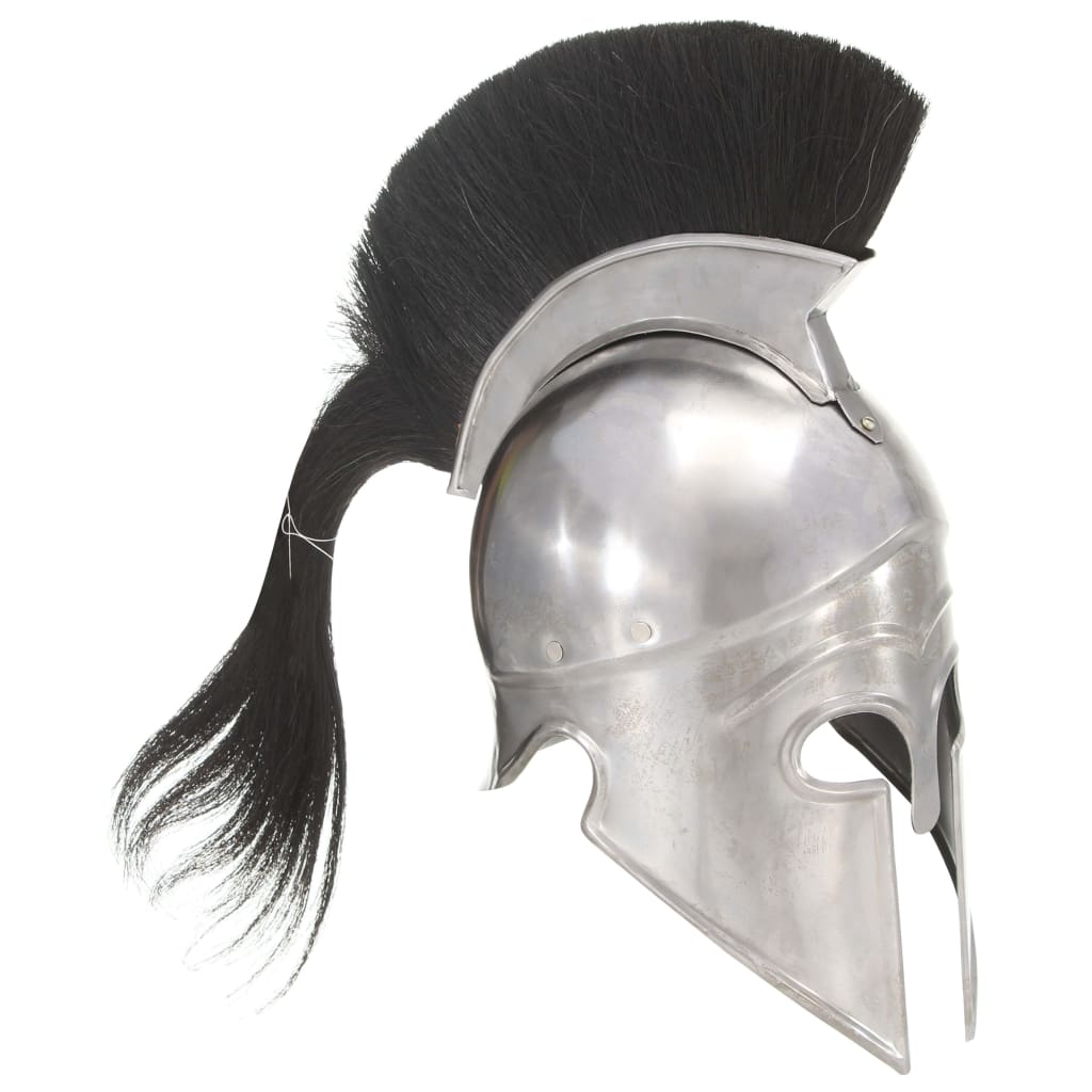 vidaXL Griechischer Krieger-Helm Antik Replik LARP Silbern Stahl 