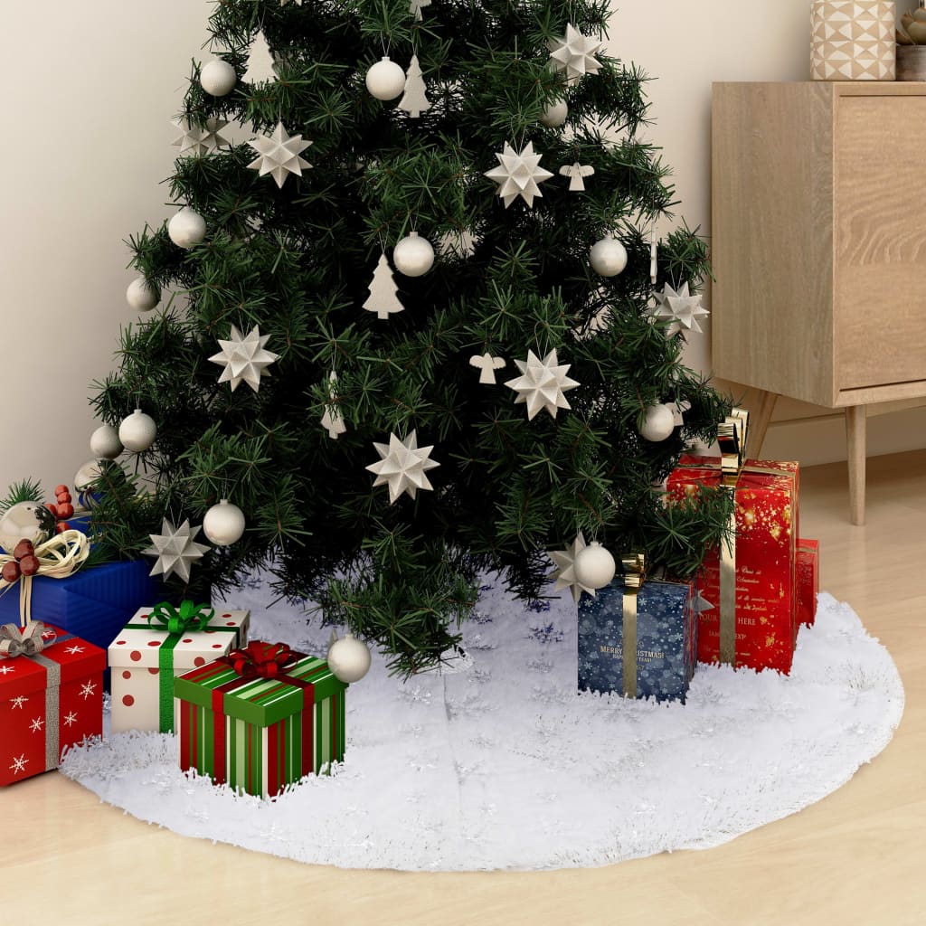 vidaXL Luxus-Weihnachtsbaumdecke Weiß 90 cm Kunstpelz
