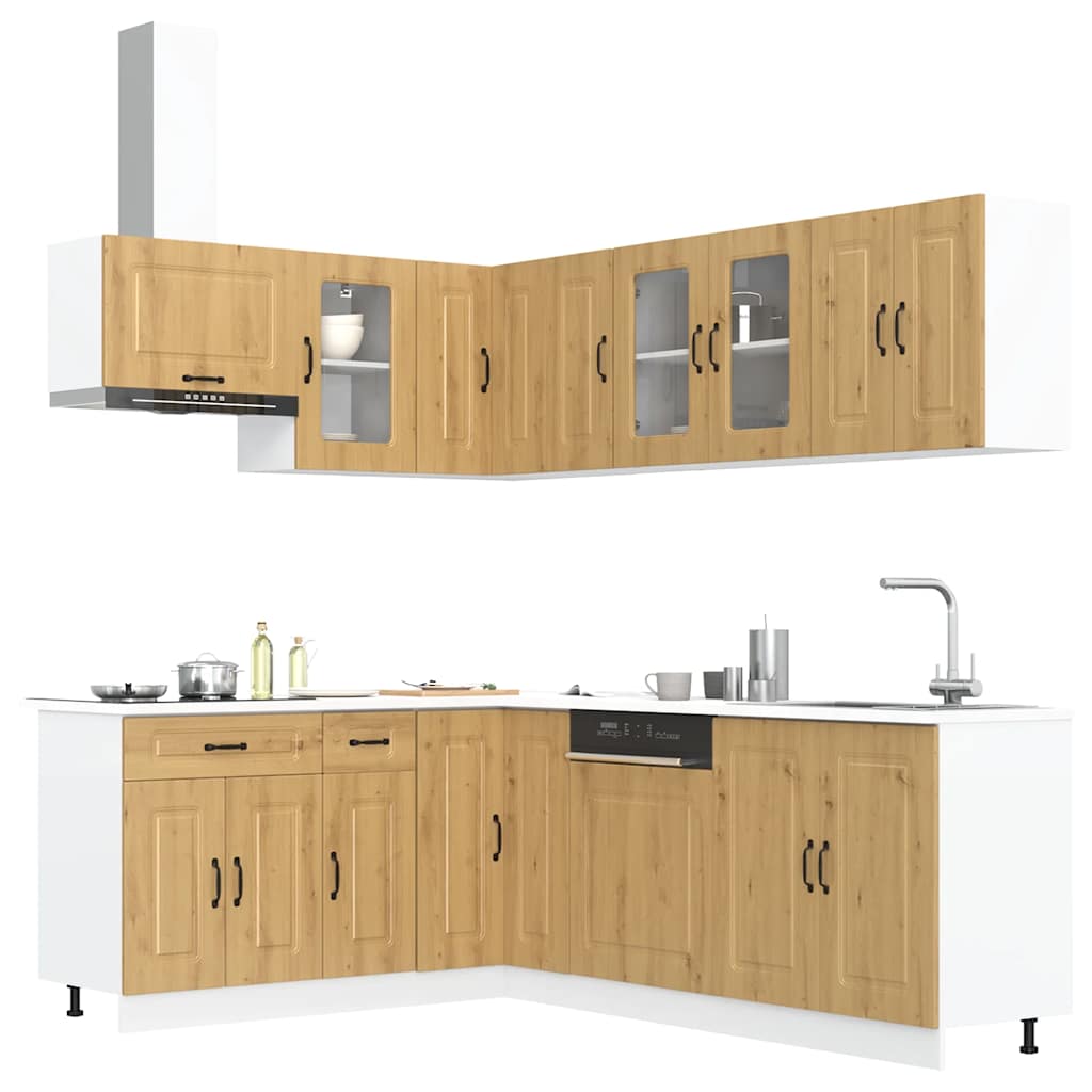 vidaXL 11-tlg. Küchenschrank-Set Kalmar Artisan-Eiche Holzwerkstoff