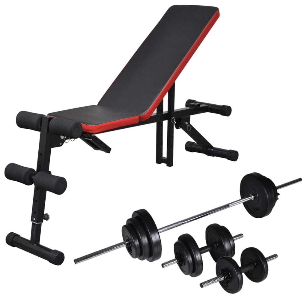 vidaXL Hantelbank Verstellbar mit Langhantel Kurzhantel Set 30,5 kg