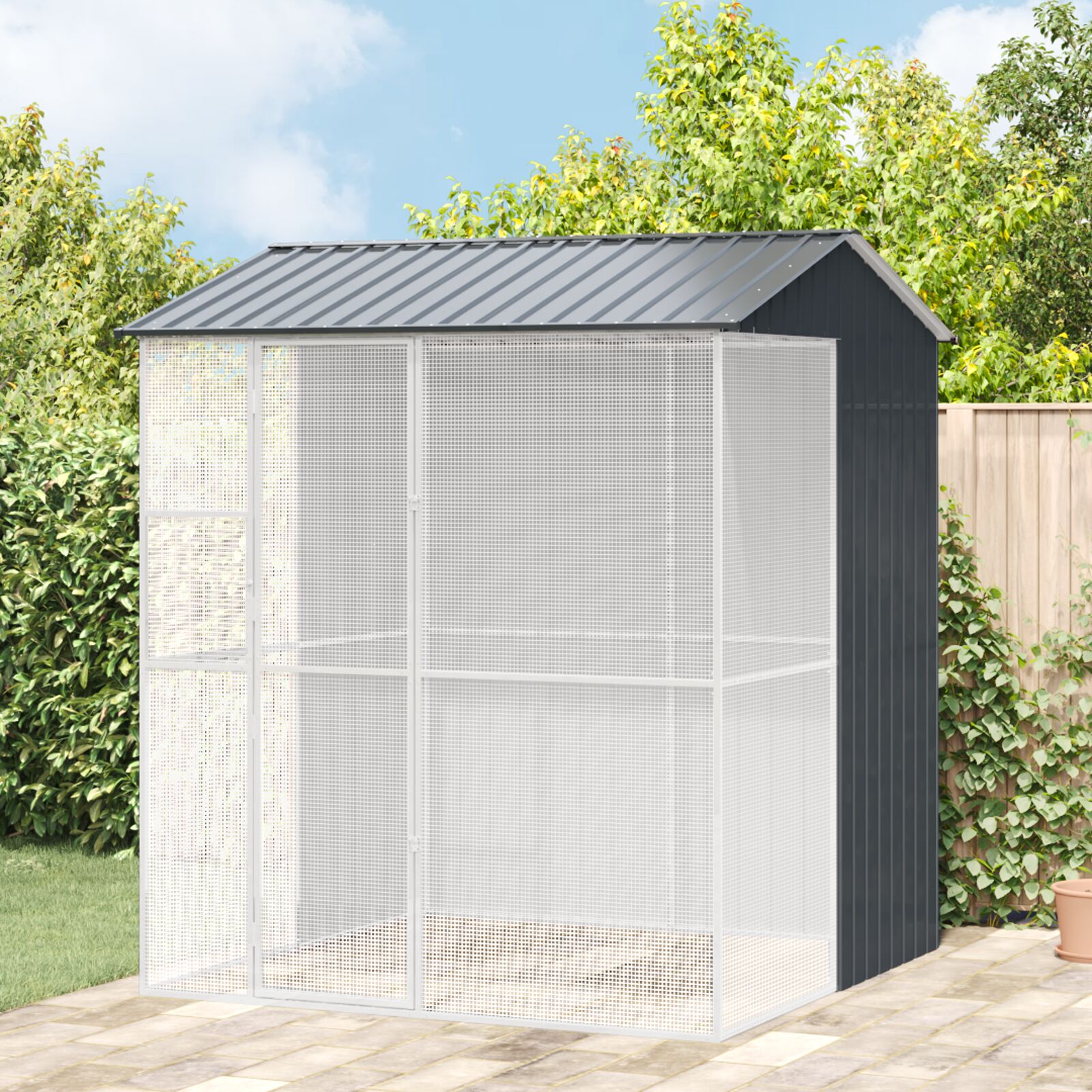 vidaXL Vogelvoliere Anthrazit 215x210x247 cm Stahl