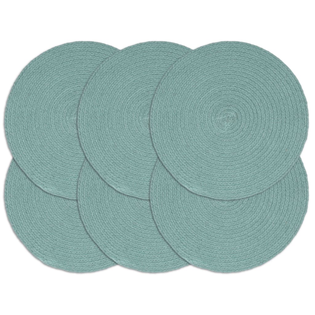 vidaXL Tischsets 6 Stk. Grün 38 cm Rund Baumwolle 
