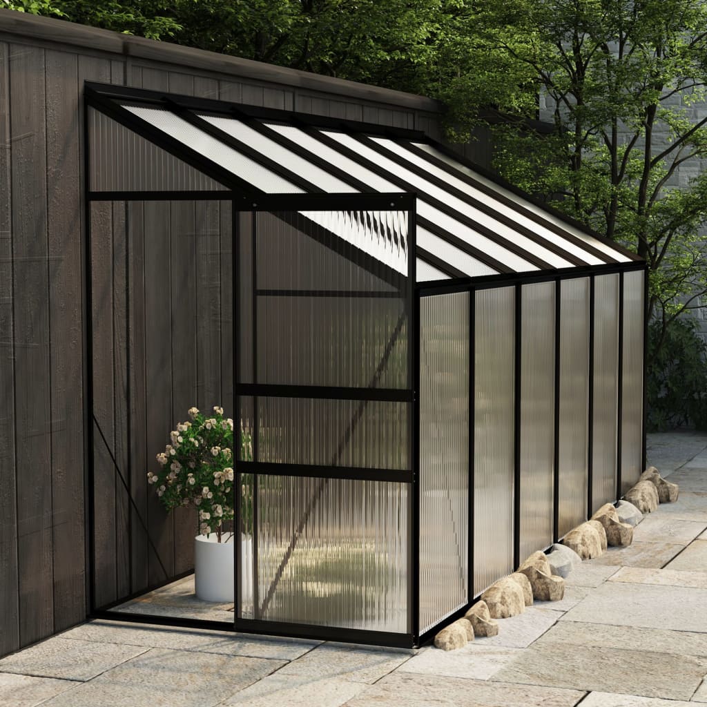 vidaXL Anlehngewächshaus Anthrazit Aluminium 7,77 m³