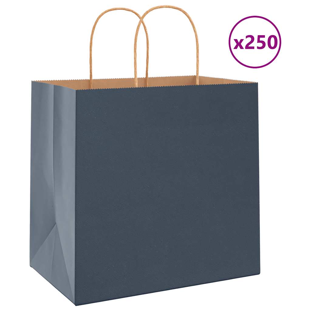 vidaXL Papiertragetaschen 250 Stk. mit Henkeln Blau 26x17x25 cm