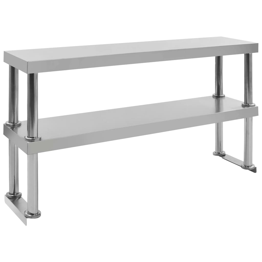 vidaXL 2-stufiger Arbeitstisch-Aufsatz 120 x 30 x 65 cm Edelstahl