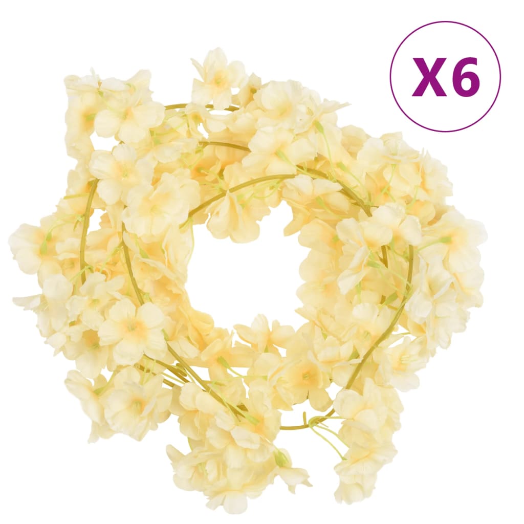 vidaXL Weihnachtskränze Blumen 6 Stk. Champagnerfarben 180 cm