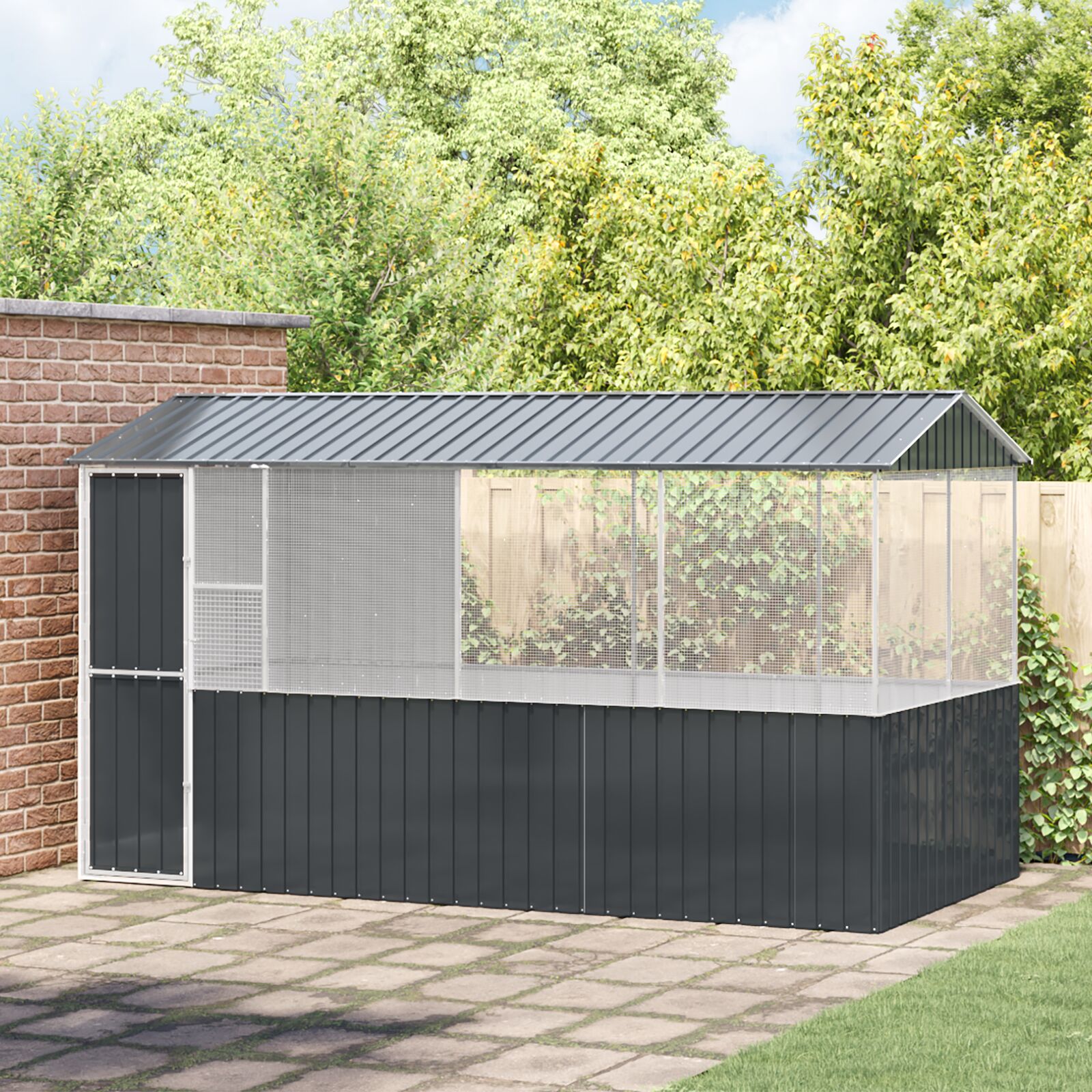 vidaXL Vogelkäfig Anthrazit 215x78x200 cm Verzinkter Stahl
