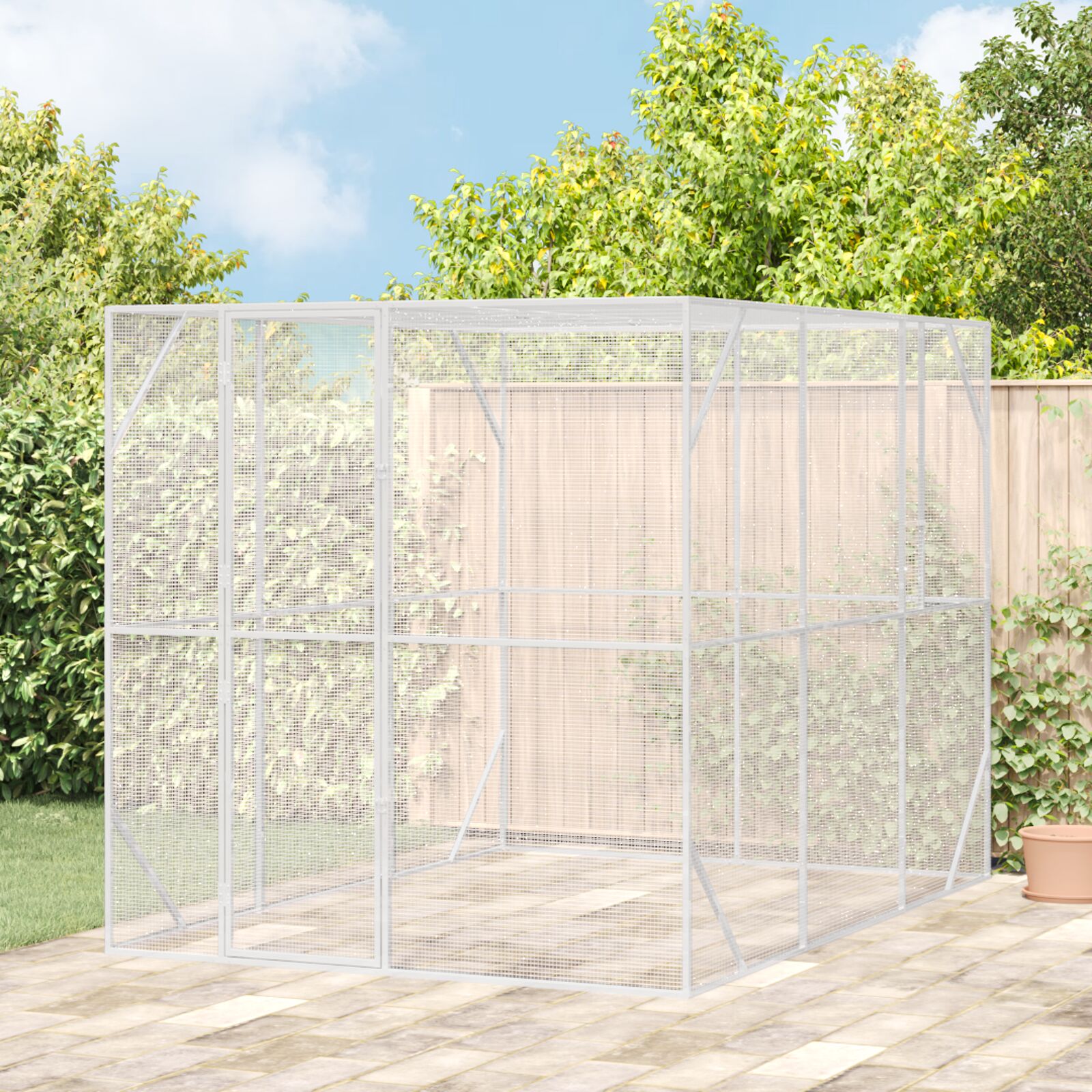vidaXL Vogelvoliere Anthrazit 302x206x214 cm Stahl