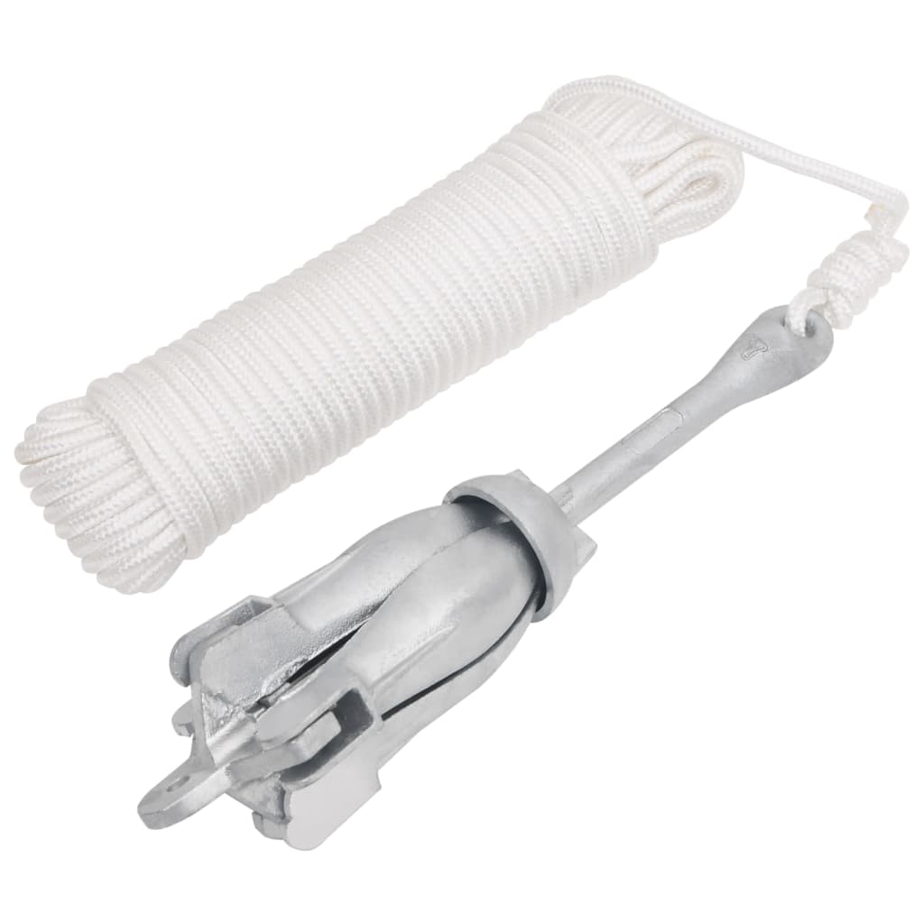 vidaXL Klappanker mit Seil Silber 4 kg feuerverzinktes Gusseisen