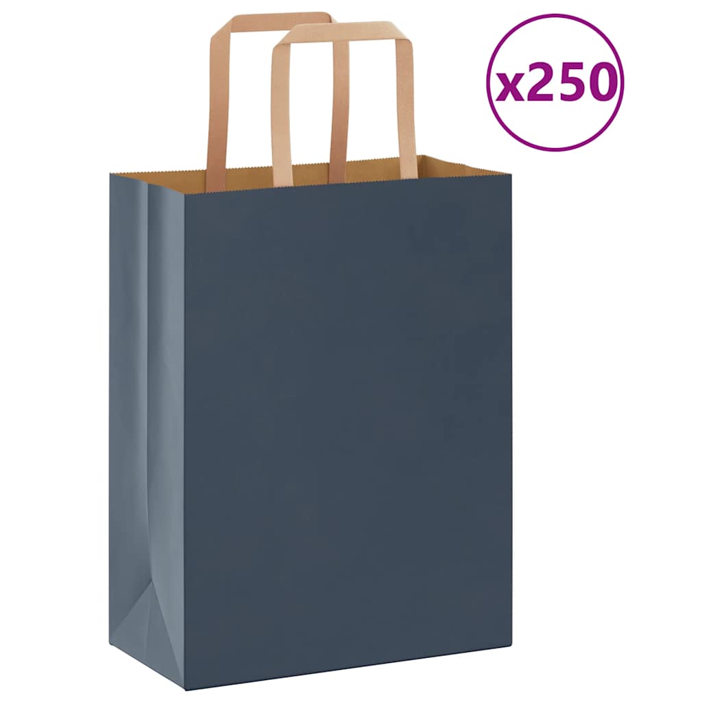 vidaXL Papiertragetaschen 250 Stk. mit Henkeln Blau 21x11x28 cm