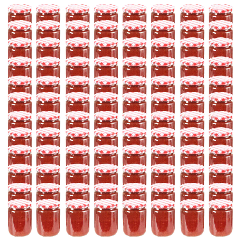 vidaXL Marmeladengläser mit Weißem/Rotem Deckel 96 Stk. 230 ml