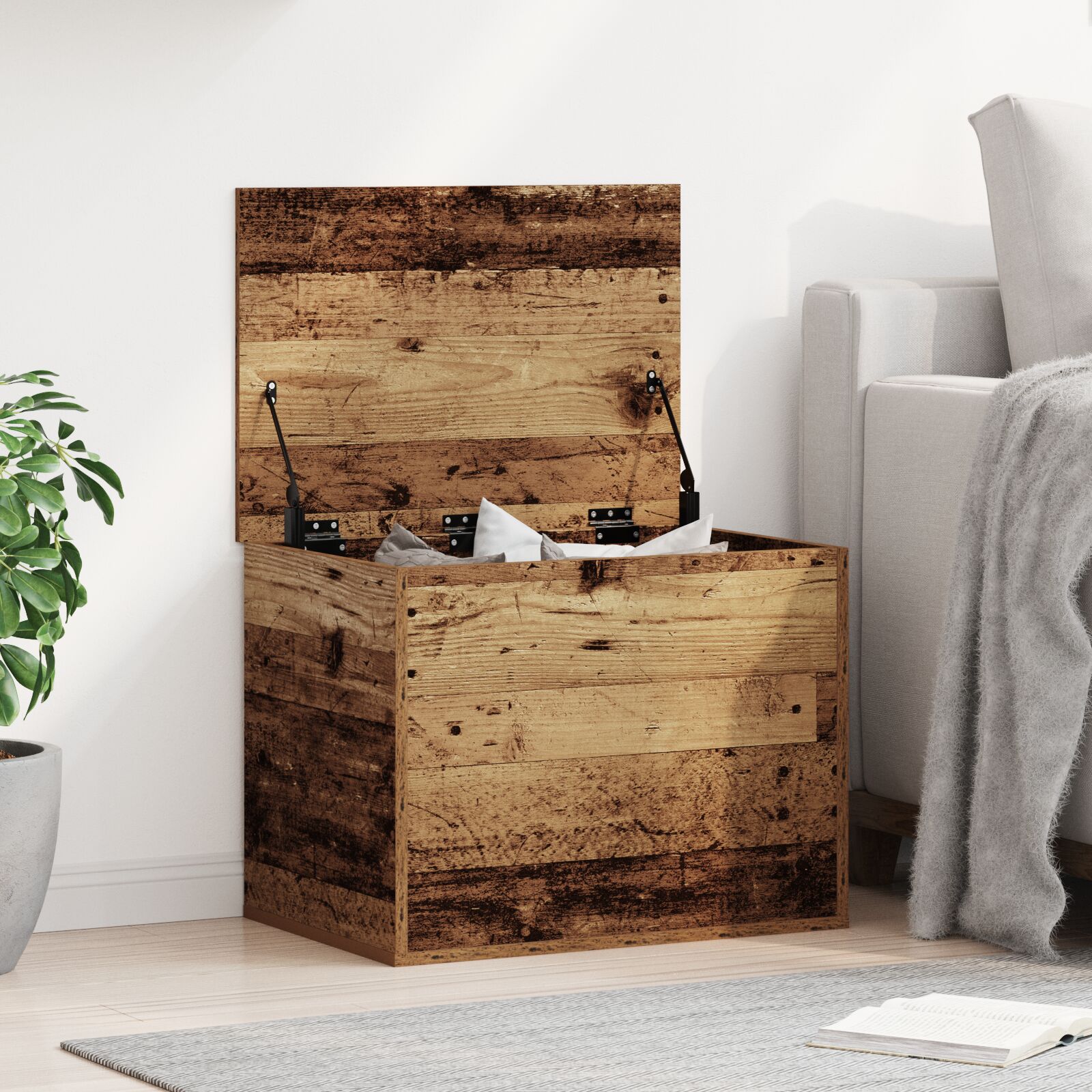 vidaXL Aufbewahrungsbox mit Deckel Alte Holz 60x42x46 cm Engineered Wood