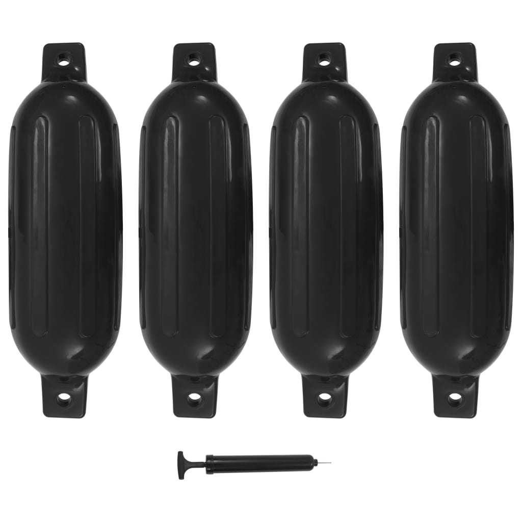 vidaXL Bootsfender 4 Stk. Schwarz 58,5x16,5 cm PVC