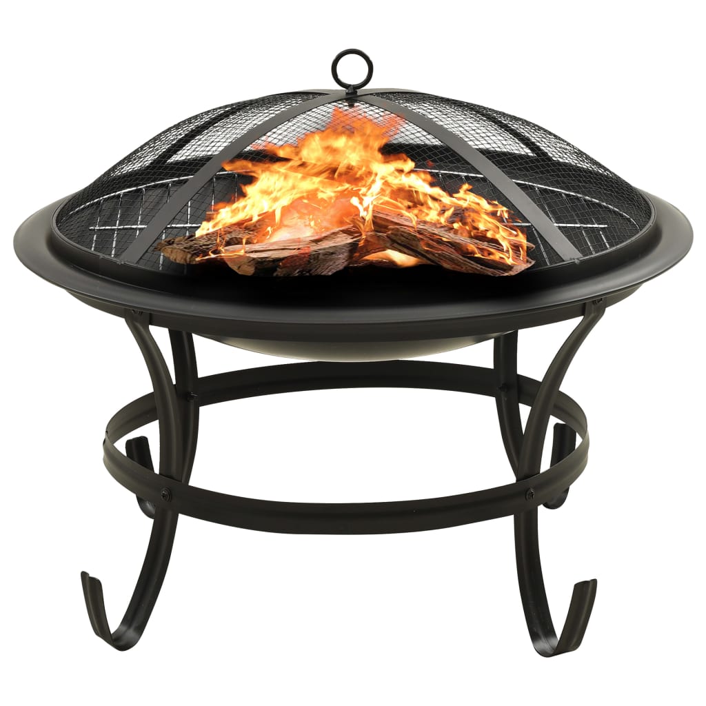 vidaXL 2-in-1 Feuerschale und Grill mit Schürhaken 56x56x49 cm Stahl