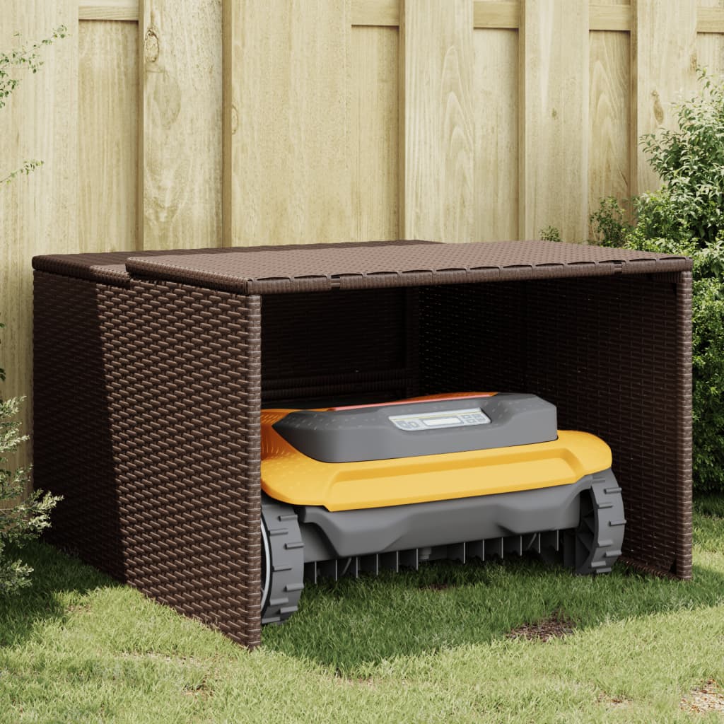 vidaXL Mähroboter-Garage Braun 86x90x52/57 cm Poly Rattan