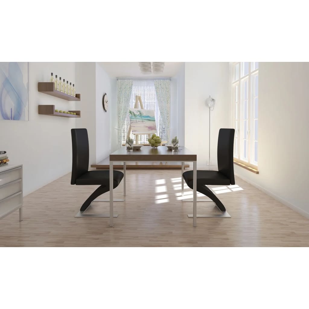  vidaXL Esszimmerstühle 2 Stk. Schwarz Kunstleder