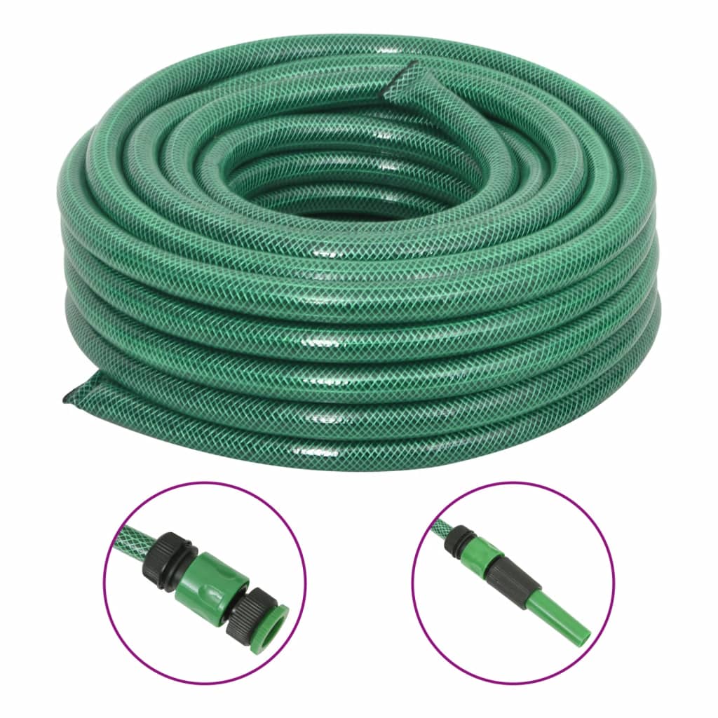 vidaXL Gartenschlauch mit Kupplung-Set Grün 0,75" 30 m PVC