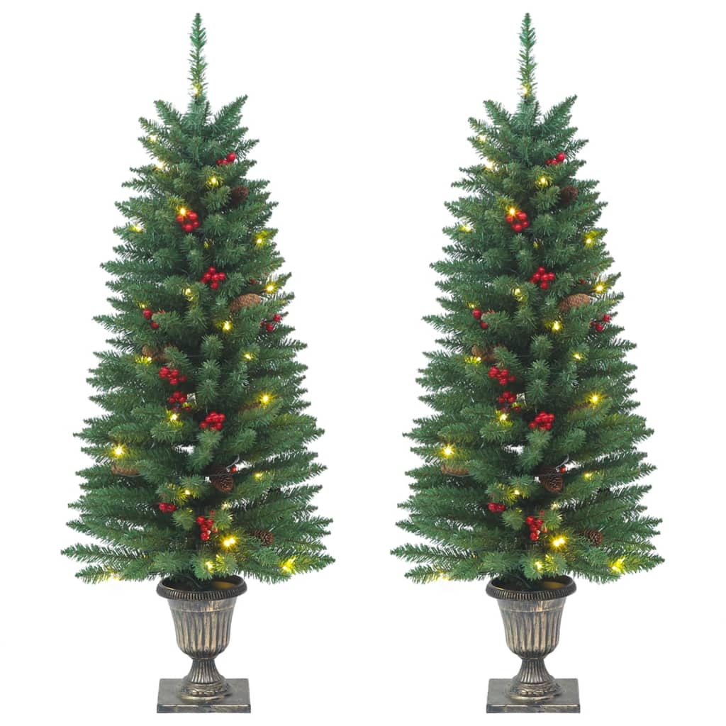 vidaXL Künstliche Weihnachtsbäume 2 Stk. 100 LEDs Grün 120 cm