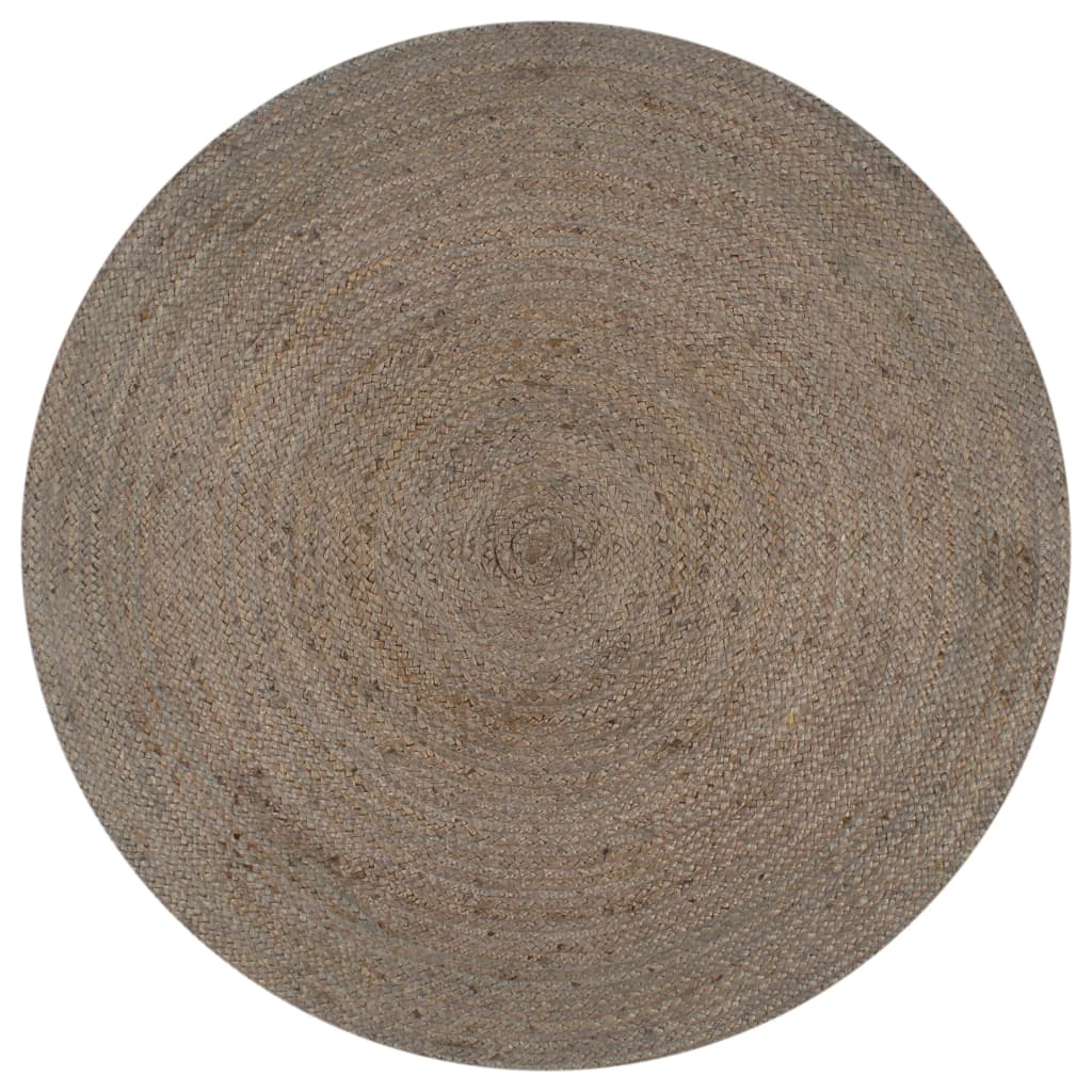 vidaXL Teppich Handgefertigt Jute Rund 90 cm Grau