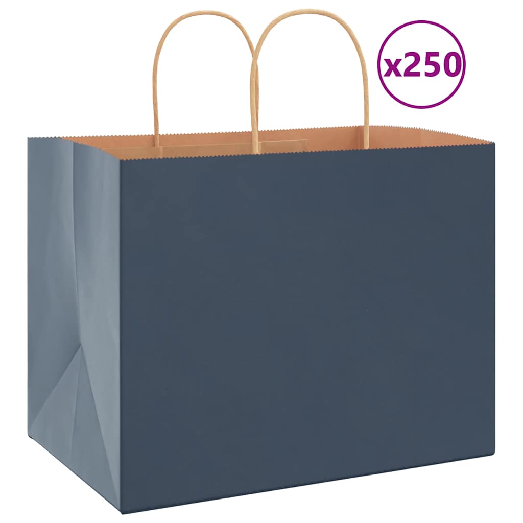 vidaXL Papiertragetaschen 250 Stk. mit Henkeln Blau 32x22x24 cm