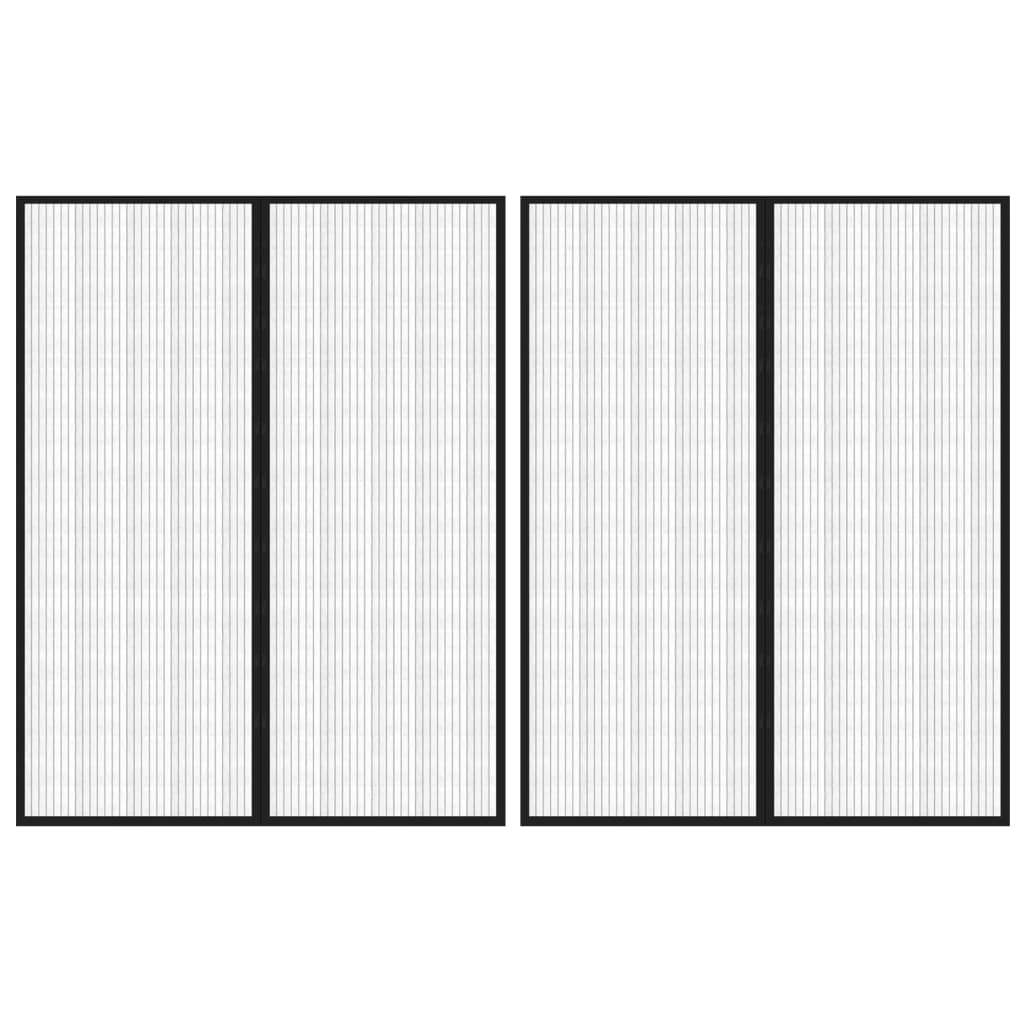 vidaXL Fliegengitter-Türvorhänge 2 Stk. Magnet Schwarz 230x160 cm