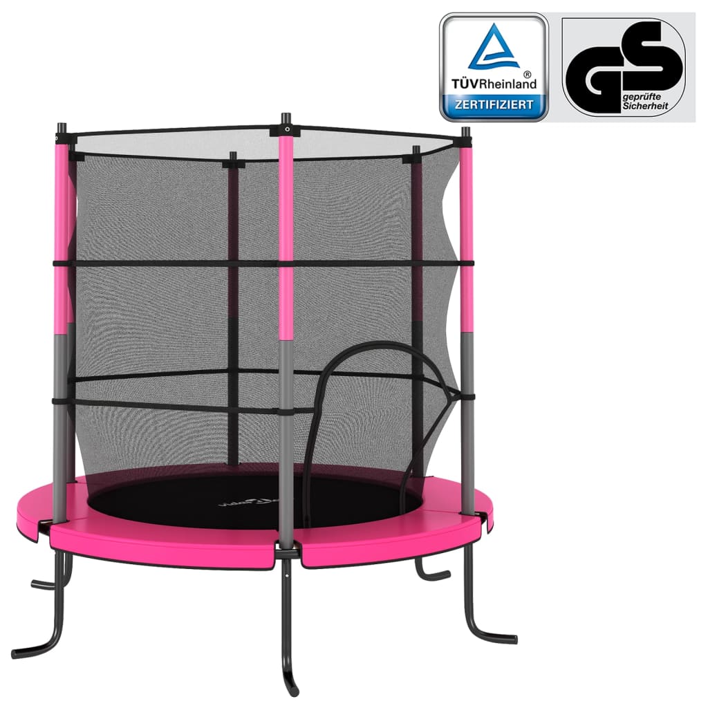 vidaXL Trampolin mit Sicherheitsnetz Rund 140x160 cm Rosa