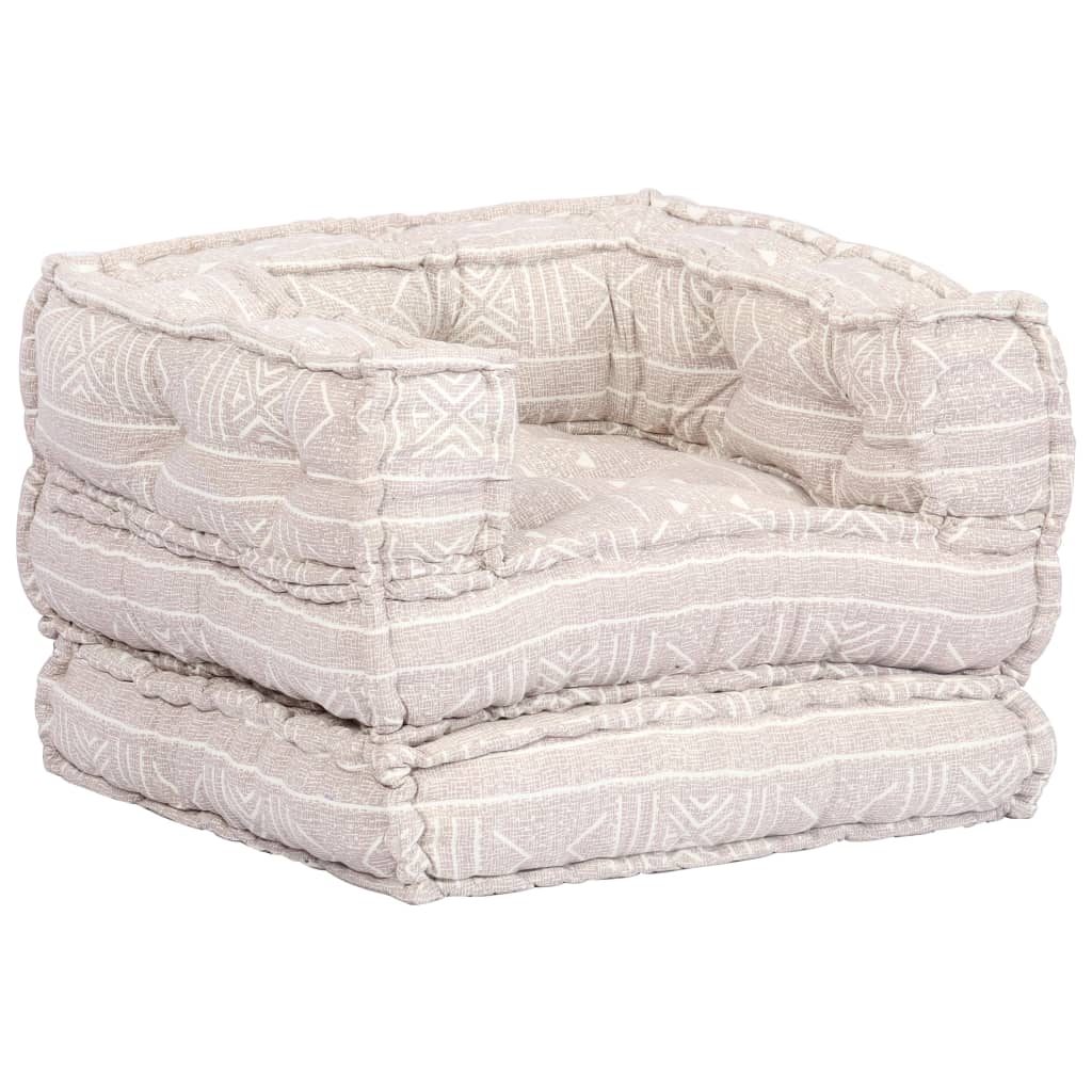 vidaXL 1-Sitzer Modularer Pouf Beige Stoff 