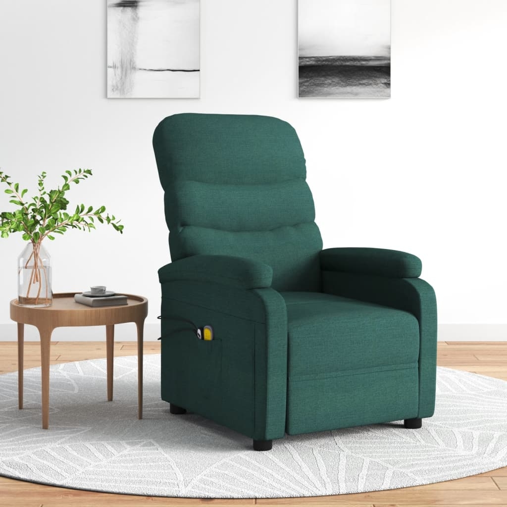 vidaXL Elektrischer Massagesessel Dunkelgrün Stoff