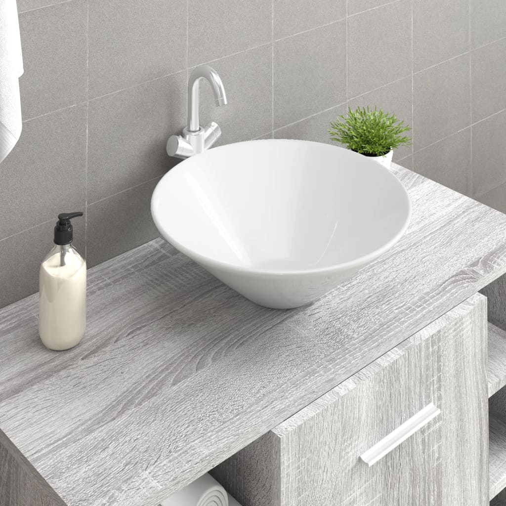   vidaXL Waschbecken 2 Stk. Weiß 42x42x14 cm Keramik