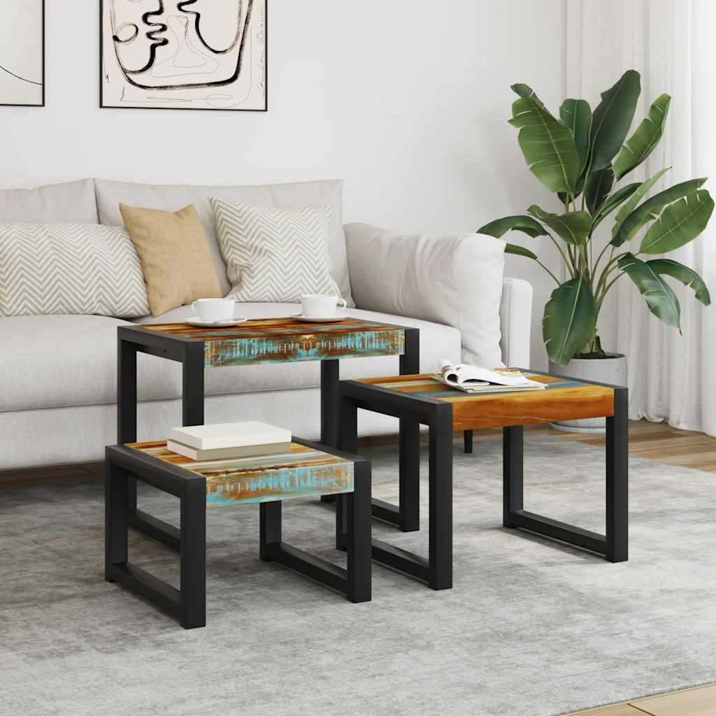 vidaXL 3-tlg. Satztisch-Set Altholz