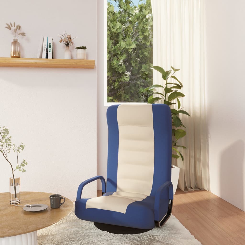 vidaXL Bodenstuhl Drehbar Blau und Creme Stoff