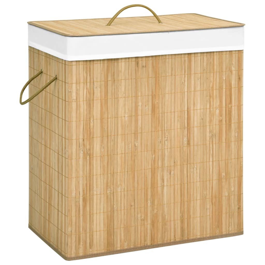 vidaXL Bambus-Wäschekorb mit 2 Fächern 100 L