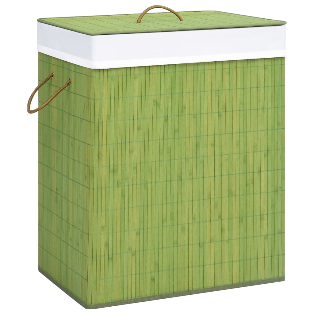 vidaXL Bambus-Wäschekorb mit 2 Fächern Grün 100 L
