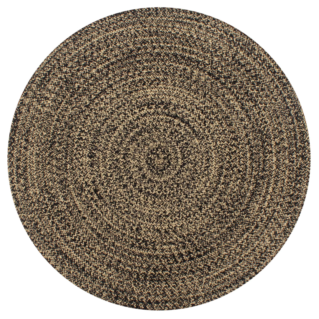  vidaXL Teppich Handgefertigt Jute Schwarz und Natur 90 cm