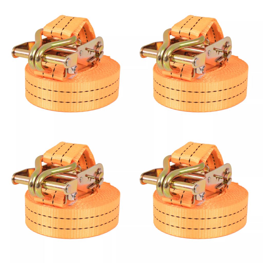 vidaXL Ratschen-Spanngurte 4 Stk. 1 Tonne 6m×38mm Orange