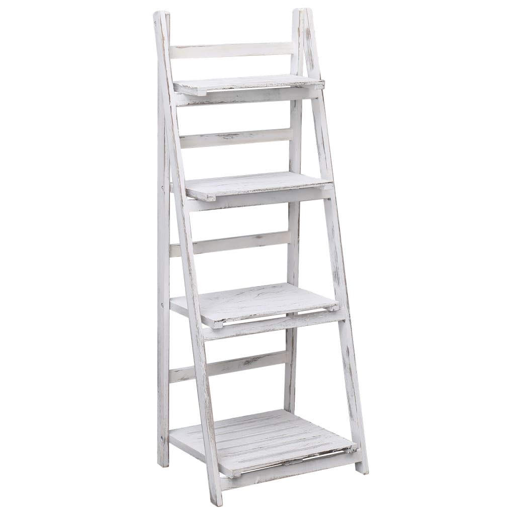 vidaXL 4-stufiger Blumenständer Weiß 43×33×113 cm Holz