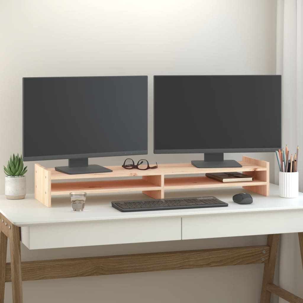 vidaXL Monitorständer 100x27x15 cm Massivholz Kiefer