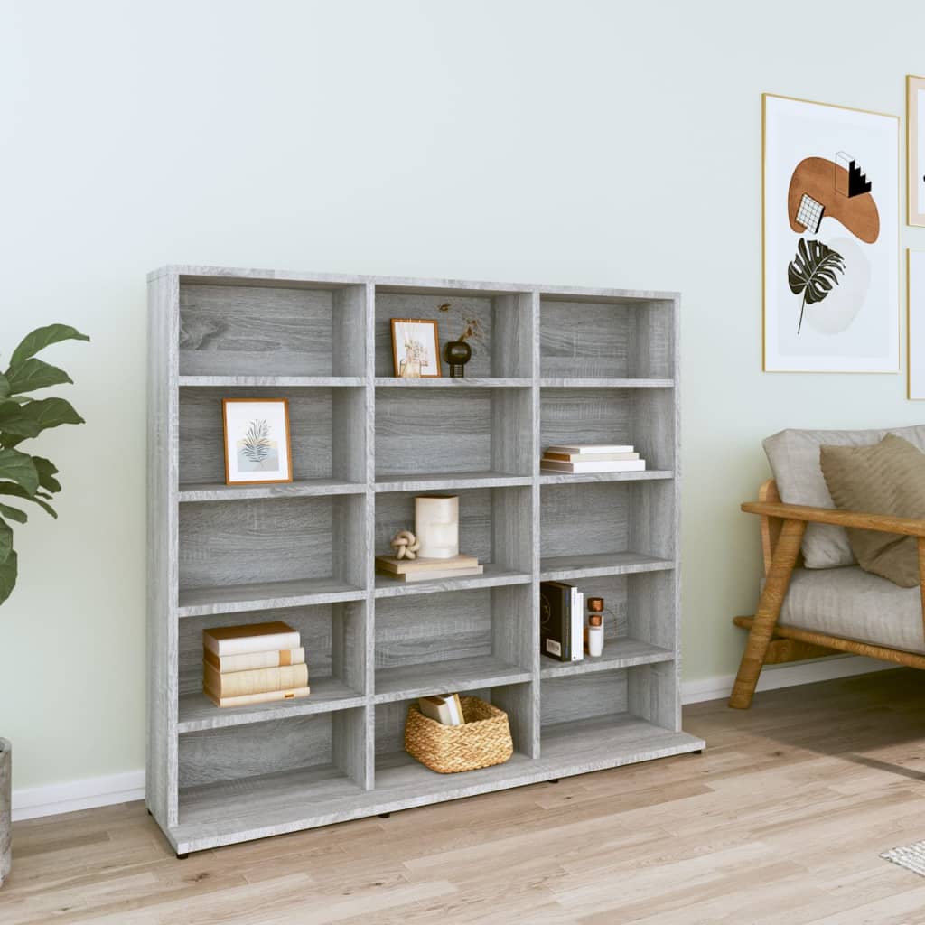 vidaXL CD-Regal Grau Sonoma 100x23x89,5 cm Holzwerkstoff