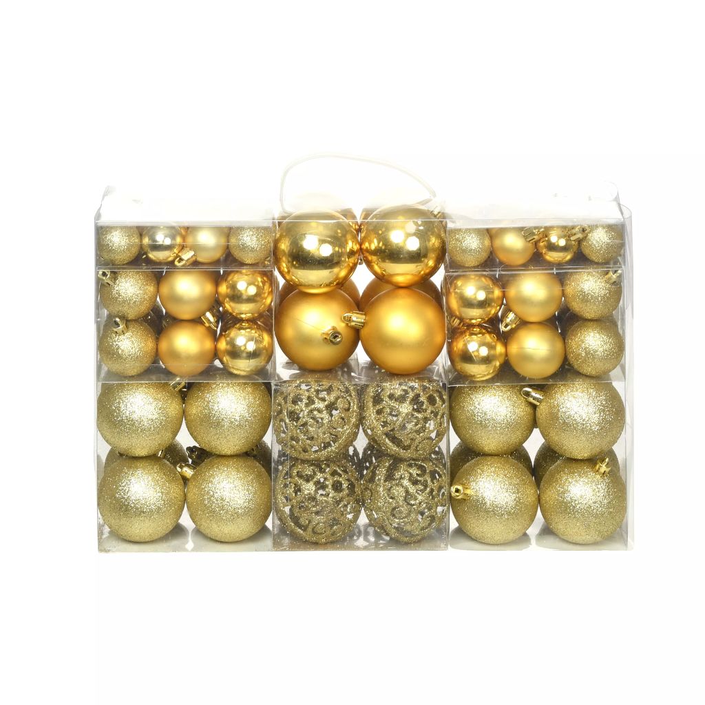 vidaXL 100-tlg. Weihnachtskugel-Set 3/4/6 cm Golden