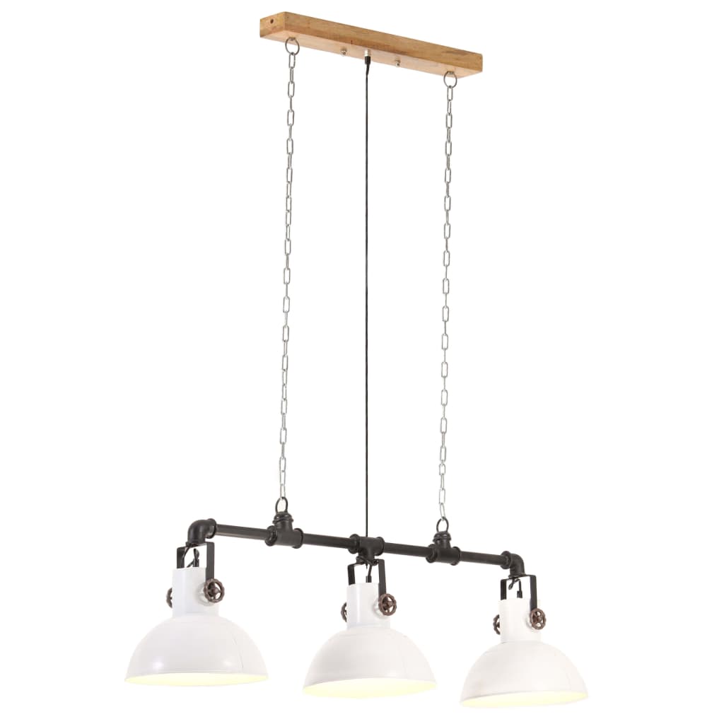 vidaXL Pendellampe Industriestil Eisen Mango Massivholz Weiß E27 vidaXL Pendellampe Industriestil Eisen Mango Massivholz Weiß E27